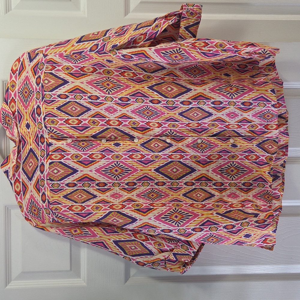 Chico's Multicolor Print Button Down Linen Shirt - image 5